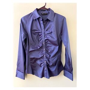 7th Ave Design Button Down Shirred Dress Shirt XS